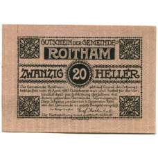 Банкнота 20 геллеров 1920 года Австрия — Ройтам (нотгельд)