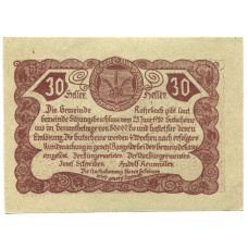 Банкнота 30 геллеров 1920 года Австрия — Рорбах (нотгельд) (вид 2)