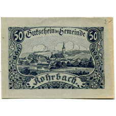 Банкнота 50 геллеров 1920 года Австрия — Рорбах (нотгельд)
