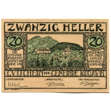 Банкнота 20 геллеров 1920 года Австрия — Родаун (нотгельд)