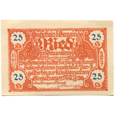 Банкнота 25 геллеров 1920 года Австрия — Рид-им-Траункрайс (нотгельд) (вид 2)