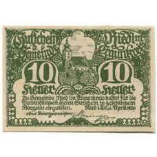 Банкнота 10 геллеров 1920 года Австрия — Рид-им-Траункрайс (нотгельд)