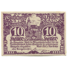 Банкнота 10 геллеров 1920 года Австрия — Рид-им-Траункрайс (нотгельд)