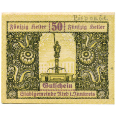 Банкнота 50 геллеров 1920 года Австрия — Рид-им-Иннкрайс (нотгельд)