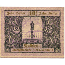 Банкнота 10 геллеров 1920 года Австрия — Рид-им-Иннкрайс (нотгельд)