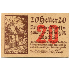 Банкнота 20 геллеров 1920 года Австрия — Россац в  Вахау (нотгельд)