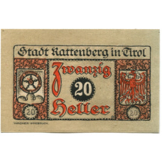 Банкнота 20 геллеров 1920 года Австрия — Раттенберг (нотгельд)