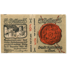 Банкнота 10 (5x2) геллеров  1920 года Австрия — Раттенберг (нотгельд) (вид 2)
