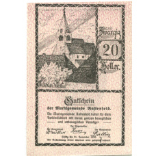 Банкнота 20 геллеров 1920 года Австрия — Растенфельд (нотгельд)