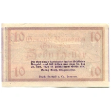 Банкнота 10 геллеров 1920 года Австрия — Рансхофен (нотгельд) (вид 2)