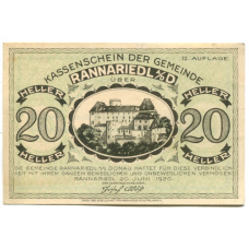Банкнота 20 геллеров 1920 года Австрия — Раннариедль (нотгельд)
