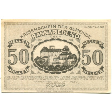 Банкнота 50 геллеров 1920 года Австрия — Раннариедль (нотгельд)