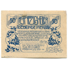 Банкнота 50 геллеров 1920 года Австрия — Пирбах (нотгельд)