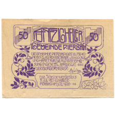 Банкнота 50 геллеров 1920 года Австрия — Пирбах (нотгельд)