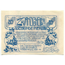 Банкнота 20 геллеров 1920 года Австрия — Пирбах (нотгельд)