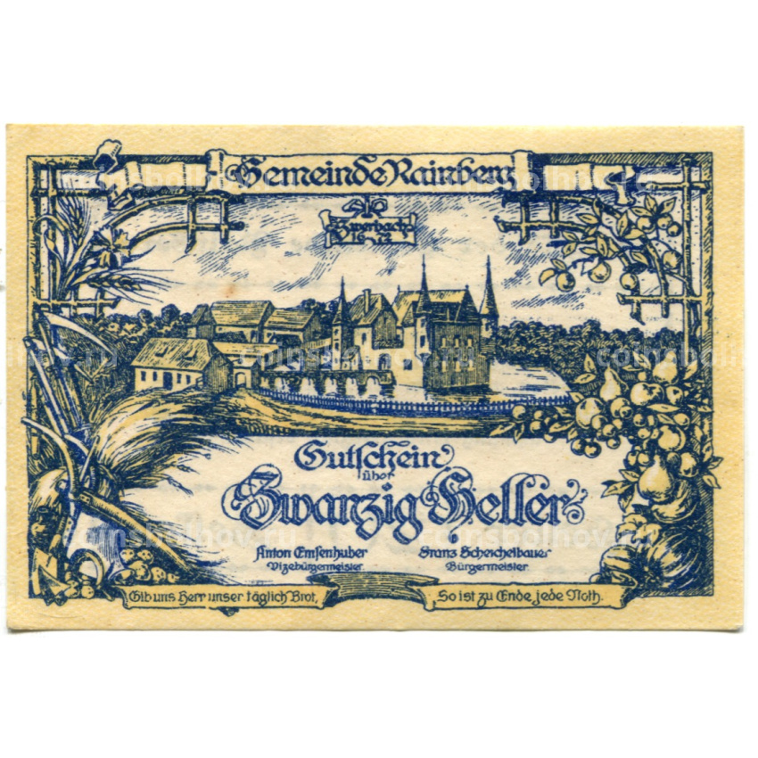 Банкнота 20 геллеров 1920 года Австрия — Райнсберг (нотгельд)