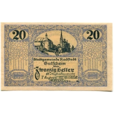 Банкнота 20 геллеров 1920 года Австрия — Радштадт (нотгельд)