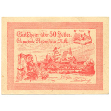 Банкнота 50 геллеров 1920 года Австрия — Рабенштайн (нотгельд)
