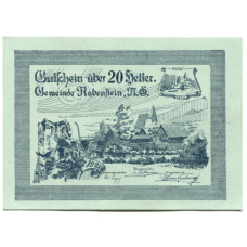 Банкнота 20 геллеров 1920 года Австрия — Рабенштайн (нотгельд)