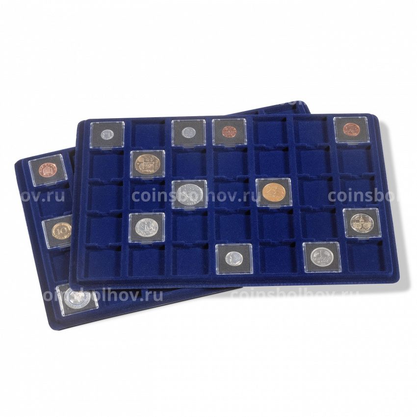 Планшет на 35 ячеек для монет в капсулах «QUADRUM MINI» размером 38х38 мм (упаковка 2 штуки) Синий LEUCHTTURM 360059 (вид 3)