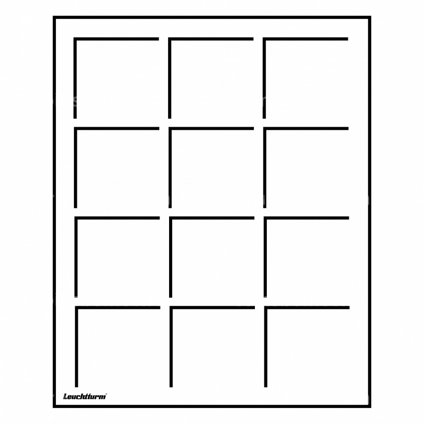Планшет на 12 ячеек для монет в капсулах «QUADRUM» размером 50х50 мм формат S (упаковка 2 штуки) Синий LEUCHTTURM 343108