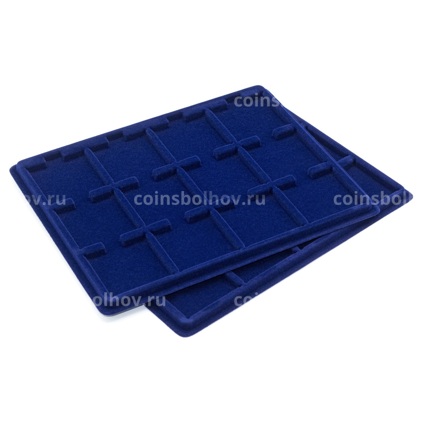 Планшет на 12 ячеек для монет в капсулах «QUADRUM» размером 50х50 мм формат S (упаковка 2 штуки) Синий LEUCHTTURM 343108 (вид 2)