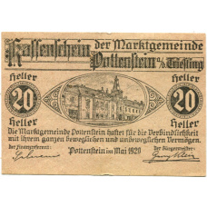 Банкнота 20 геллеров 1920 года Австрия — Поттенштайн (нотгельд)