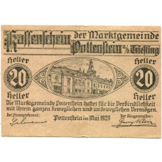 Банкнота 20 геллеров 1920 года Австрия — Поттенштайн (нотгельд)