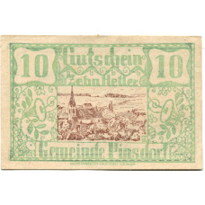 Банкнота 10 геллеров 1920 года Австрия — Пинсдорф (нотгельд)