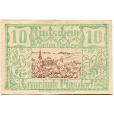 Банкнота 10 геллеров 1920 года Австрия — Пинсдорф (нотгельд)