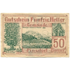 Банкнота 50 геллеров 1920 года Австрия — Пинсдорф (нотгельд)