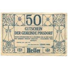 Банкнота 50 геллеров 1920 года Австрия — Пинсдорф (нотгельд) (вид 2)