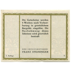 Банкнота 75 геллеров 1920 года Автсрия — Плёхвальд (нотгельд) (вид 2)