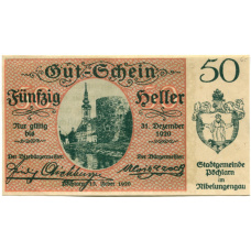 Банкнота 50 геллеров 1920 года Австрия — Пёхларн (нотгельд)