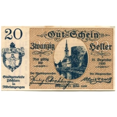 Банкнота 20 геллеров 1920 года Австрия — Пёхларн (нотгельд)