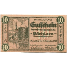 Банкнота 10 геллеров 1920 года Австрия — Пёхларн (нотгельд)