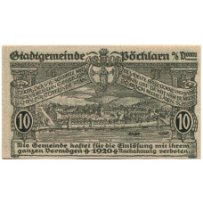 Банкнота 10 геллеров 1920 года Австрия — Пёхларн (нотгельд) (вид 2)