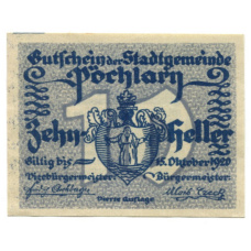 Банкнота 10 геллеров 1920 года Австрия — Пёхларн (нотгельд)