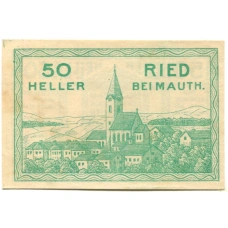 Банкнота 50 геллеров 1920 года Австрия — Рид-бай-Маутхаузен (нотгельд)