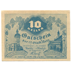 Банкнота 10 геллеров 1920 года Австрия  — Рец (нотгельд)