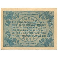 Банкнота 10 геллеров 1920 года Австрия  — Рец (нотгельд) (вид 2)