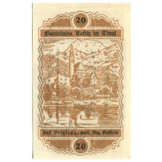 Банкнота 20 геллеров 1920 года Австрия — Райт (нотгельд) (вид 2)