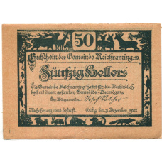 Банкнота 50 геллеров 1920 года Австрия — Рейхрейминг(нотгельд) (вид 2)