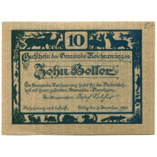Банкнота 10 геллеров 1920 года Австрия — Рейхрейминг(нотгельд) (вид 2)