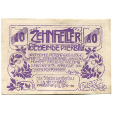 Банкнота 10 геллеров 1920 года Австрия — Пирбах (нотгельд)