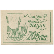 Банкнота 20 геллеров 1920 года Австрия — Регау (нотгельд)