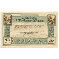 Банкнота 10 геллеров 1920 года Австрия — Рейс (нотгельд) (вид 2)