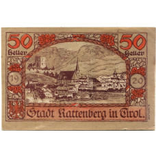 Банкнота 50 геллеров 1920 года Австрия — Раттенберг (нотгельд)