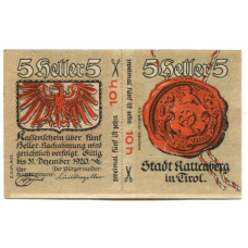 Банкнота 10 (5x2) геллеров 1920 года Австрия — Раттенберг (нотгельд)