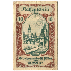 Банкнота 10 геллеров 1920 года Австрия — Сен-Пёлтен (нотгельд) (аверс)